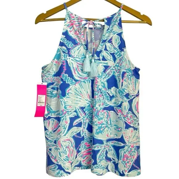 NWT Lilly Pulitzer Margot Tank Top Size S Blue Haven Pop Up Into The Deep Preppy - Picture 3 of 9